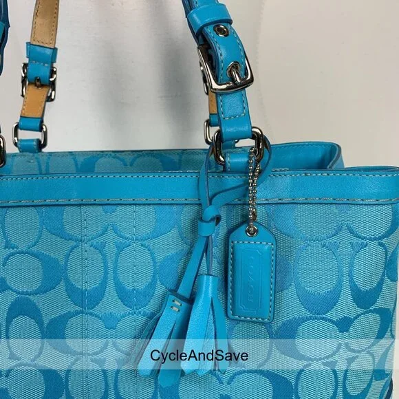 Coach Aqua Signature Tote Bag - Stylish Leather